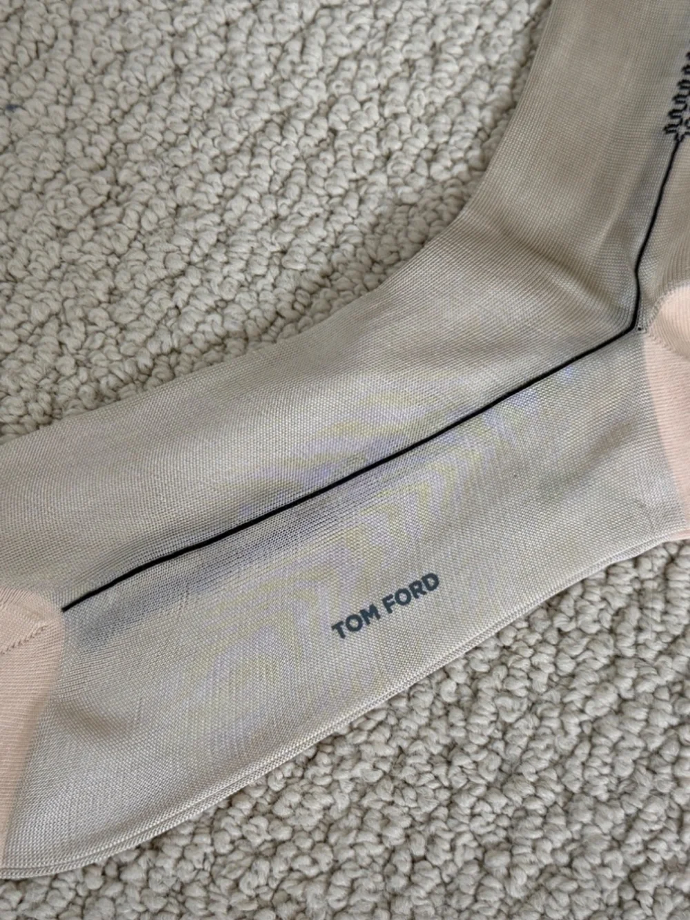 Tom Ford Golden Beige Sheer Silk Blend Knit Over the Calf High Dress Socks
